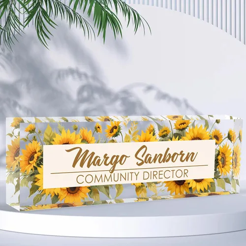Miniatura 7 de Placa de nombre de escritorio personalizada, placas de identificación acrílicas para escritorio, decoración de oficina, regalos personalizados