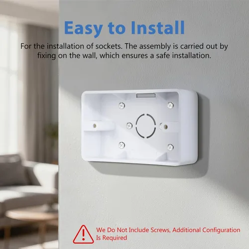 Miniatura 6 de Baluue Caja de salida de montaje en superficie, caja eléctrica ABS de una sola banda para interruptor de superficie de pared y receptáculo, extensor