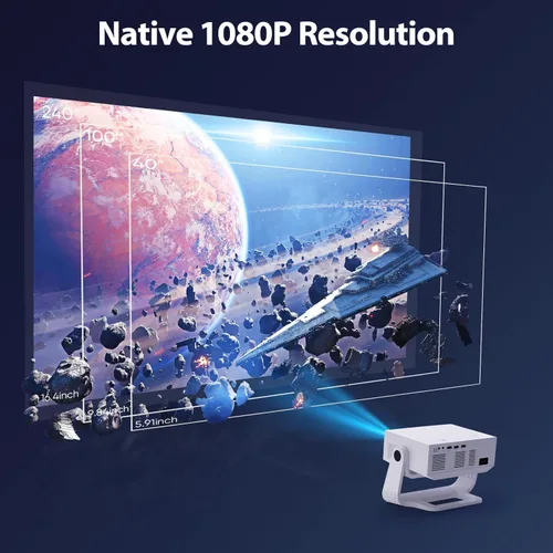 Miniatura 5 de Proyector con WiFi y Bluetooth, Aplicaciones Integradas Soporte 4K Sistema Operativo Inteligente Proyector Portátil para Dormitorio Nativo 1080P