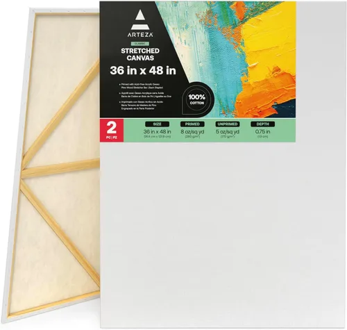 Miniatura 16 de ARTEZA Lienzo estirado, 8 x 8 pulgadas, paquete de 12, lienzo cuadrado blanco en blanco para pintura para pinturas acrílicas, al óleo y gouache