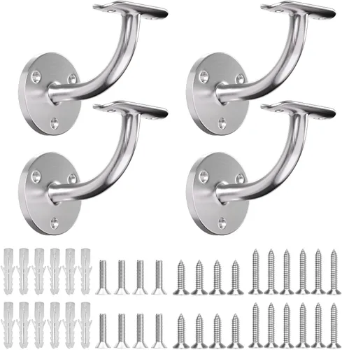 Miniatura 8 de Soporte de barandilla de mano, paquete de 2 accesorios resistentes de acero inoxidable 304 para escaleras de tubería de 1-7/8 pulgadas (1.902 in)