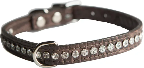 Miniatura 37 de Collar de perro de cuero y cristales de OmniPet Signature, cuero de grano de violeta africana de avestruz, se ajusta a un tamaño de cuello de 6"-8