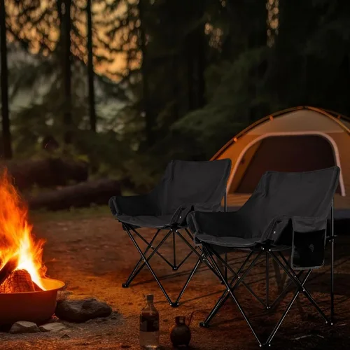 Miniatura 2 de Leonyo Paquete de 2 sillas plegables para campamento, sillas portátiles para exteriores, playa, césped, para adultos, con bolsa de transporte