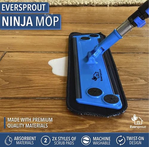 Miniatura 3 de EVERSPROUT Never-Streak Ninja - Cabezal de limpieza de pisos, 4 almohadillas de repuesto reutilizables y lavables, solo accesorio de almohadilla