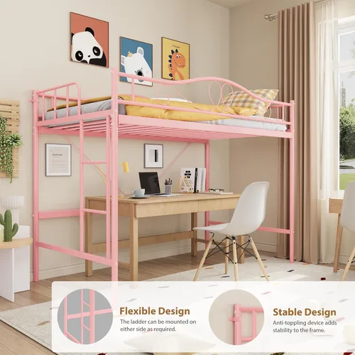 Miniatura 8 de GarveeHome Litera individual sobre individual, litera de metal resistente con barandilla de seguridad y escalera, capacidad de peso de 400 libras
