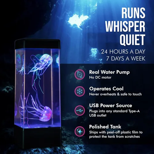 Miniatura 3 de JINX LUMINOUS JELLYFISH Lámpara grande de alta calidad – Luz LED de 14 pulgadas para acuario con medusas flotantes realistas – Alternativa
