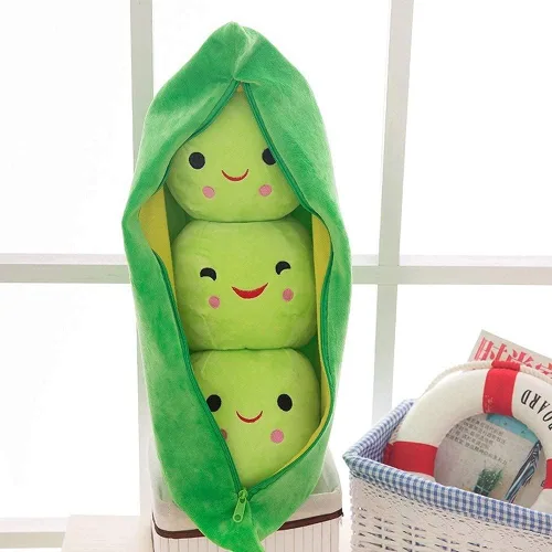 Miniatura 4 de AOQI Peluche de guisantes gigantes en una vaina de guisantes, almohada de guisantes de peluche, juguetes de plantas, varios tamaños