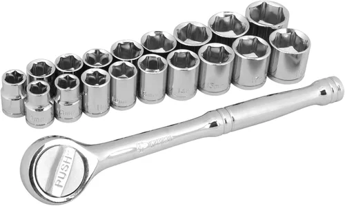Miniatura 2 de Performance Tool W38301 Juego de llaves de vaso de 6 puntos SAE y métricas de 19 piezas de 3/8 pulgadas con trinquete