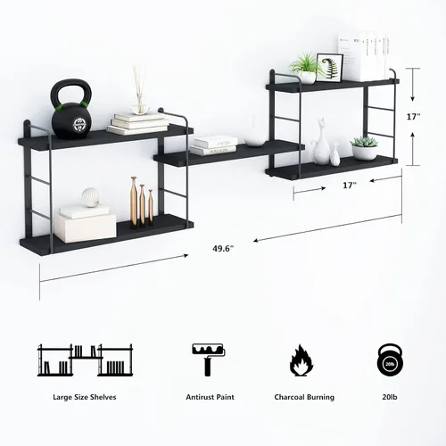 Miniatura 3 de MXCSE Estantes de pared, estanterías montadas en la pared, estantes flotantes de bricolaje para pared, estantes colgantes de madera para habitación