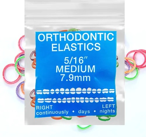 Miniatura 16 de Gomas elásticas de látex neón 100 unidades Bandas elásticas ortodónticas Bandas de goma dentales para uso intraoral Fabricadas en EE. UU. Ligeras