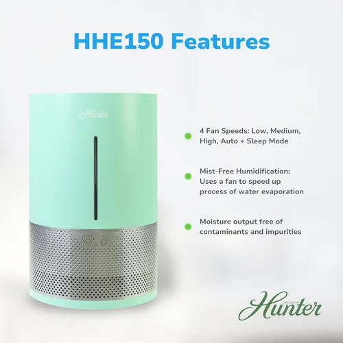 Miniatura 4 de HHE150 Hunter Aspire 4.8L Humidificador evaporativo con filtro PermaWick (4.8L) - Elimina contaminantes y polvo blanco para niebla y aire limpios