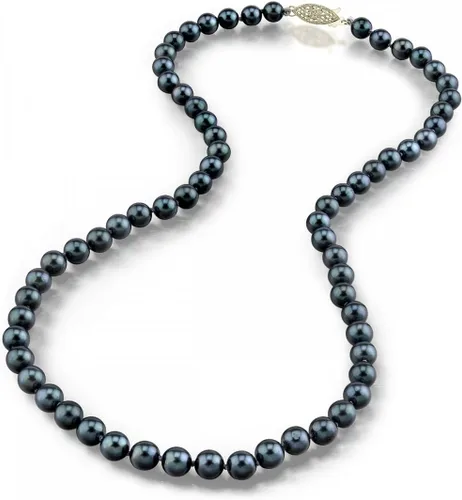 Miniatura 10 de The Pearl Source Black Akoya Japanese Pearl Necklace for Women - 14k Gold Pearl Strand Necklace 18in Long Pearl Necklace with Genuine Cultured