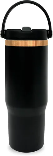 Miniatura 43 de Vaso de 30 onzas con asa superior, vaso aislado al vacío de doble pared con popote abatible, taza de café de viaje de 30 onzas con recubrimiento