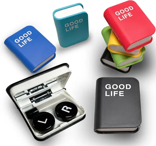 Kit de estuche para lentes de contacto, lindo libro de color Fox Estuche para lentes de contacto con herramienta de extracción, kit de