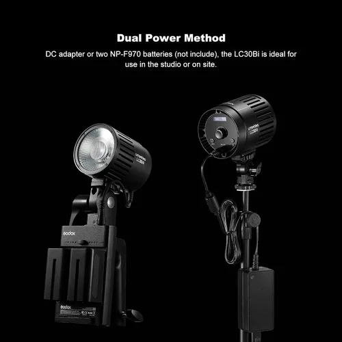 Miniatura 7 de Godox Litemons - Luz LED de mesa con soporte y cable de alimentación, 3200K-6500K 38W luz de video LED bicolor, CRI 95+/TLCl 96+, 11 efectos de luz