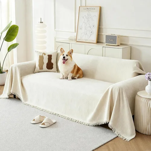 Funda de sofá para perros, fundas de sofá boho para sofá de 3 cojines, funda de sofá de felpilla para mascotas lavable, funda de sofá modular en