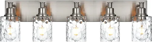 Miniatura 13 de BONLICHT Dispositivo de iluminación para tocador de baño con 4 luces, aplique de pared industrial de níquel cepillado con pantalla de vidrio