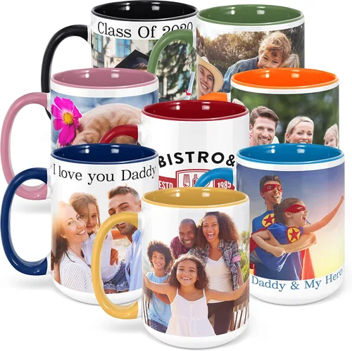 Miniatura 3 de Taza de café personalizada con foto, roja, 11 oz o 15 oz - Taza personalizada con imagen, texto, nombre - Regalos con foto, taza personalizada, Rojo
