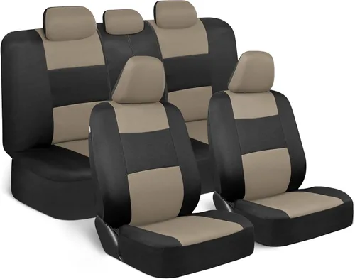 Miniatura 13 de BDK PolyPro Juego de 2 Fundas de Asientos Delanteros de Automóvil en Beige/Negro - Fundas de Asientos Delanteros para Automóviles, Camiones