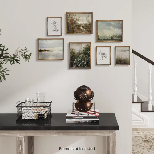 Miniatura 4 de Decoración de pared rústica francesa de 11 x 14 pulgadas, estilo bohemio, Art Deco Victoria, para baño, juego de póster moderno de cocina de granja