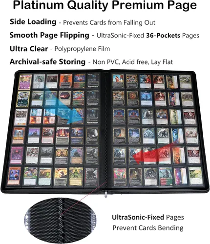 Miniatura 4 de Premium 2300 bolsillos Carpeta para tarjetas, álbum grande de 36 bolsillos con más de 2000 tarjetas sin anillas - Carpeta con carga lateral