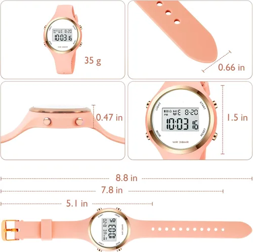Miniatura 46 de Women LED Display Elecreonic Watch Fashion Chrono Alarm Digital Clock Woman Outdoor Sport Wirstwatch