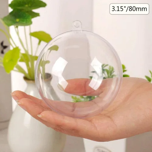 Miniatura 5 de Paquete de 12 bolas decorativas rellenables de plástico transparente de 3.15"/80mm para Navidad, festividades, boda, fiesta, decoración del hogar