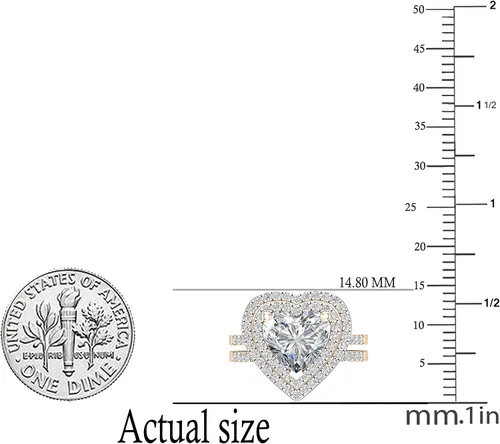 Miniatura 25 de Dazzlingrock Collection Juego de anillos de compromiso de doble halo con diamantes naturales redondos y piedras preciosas creadas en laboratorio