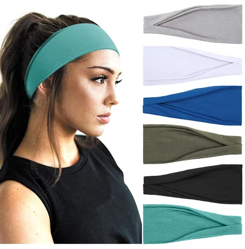 Miniatura 8 de Huachi Diademas bohemias para mujer, bandas anchas para la cabeza, para yoga, entrenamiento, bandas para el cabello para mujer, antideslizantes
