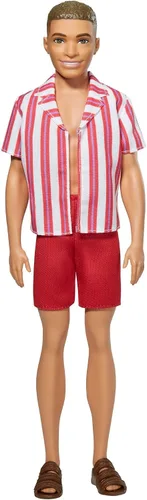 Miniatura 3 de Barbie 60 aniversario del muñeco Ken con look retro playero, con traje de baño y sandalias, para niños de 3 a 8 años