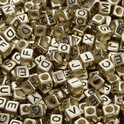 900 cuentas acrílicas doradas de letras del alfabeto, letras coloridas del alfabeto, cuentas de cubo negro para pulseras de la amistad y regalos,
