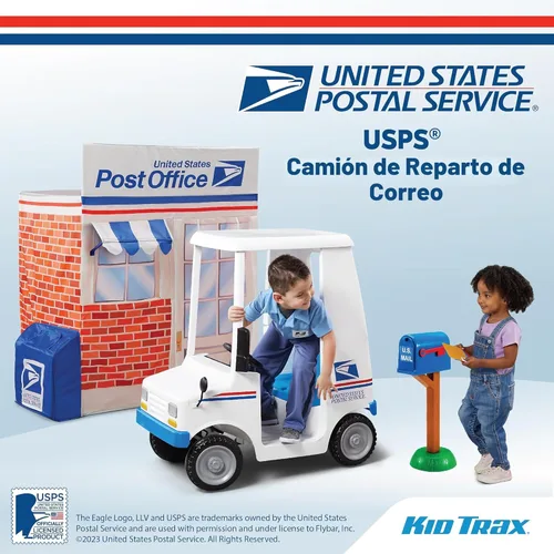 Miniatura 6 de Kid Trax - Camión infantil de correo USPS de 6 V, peso máximo de 60 libras; incluye buzón, sobres de juego, faros delanteros y bocina funcionales