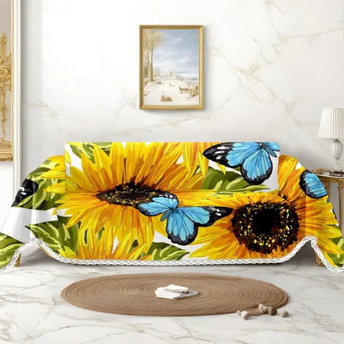 Miniatura 22 de Funda de sofá con estampado de flores y mariposas, fundas para sofá, fundas para sillón, funda resistente a las manchas, protector universal