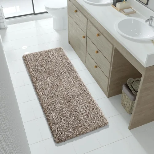 Miniatura 159 de Yimobra Alfombra de baño de felpa esponjosa, súper lanuda suave, cómoda, antideslizante, absorbente de agua, alfombra de baño de microfibra que se