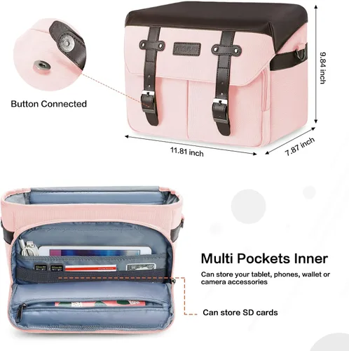 Miniatura 3 de MOSISO Bolso Cruzado para Cámara, Bolso Bandolera Mensajero de Cuero PU Vintage para Fotografía DSLR/SLR/Sin Espejo con Tapa para Lluvia Compatible