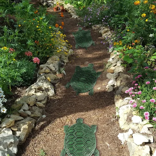 Miniatura 6 de MDLUU Paquete de 3 escalones de tortuga, losa de hierro fundido, piedra decorativa de tortuga para pasarela de jardín, cama de flores