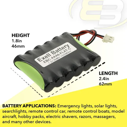 Miniatura 7 de Exell 7.2V 1000mAh NIMH w/conector para 1:18 RC Car Racing HPI RS4 Micro Cars