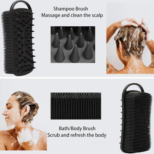 Miniatura 9 de 2 piezas de cepillo corporal de silicona, cepillo de baño y ducha exfoliante 2 en 1, esponja de loofah de silicona suave para piel sensible