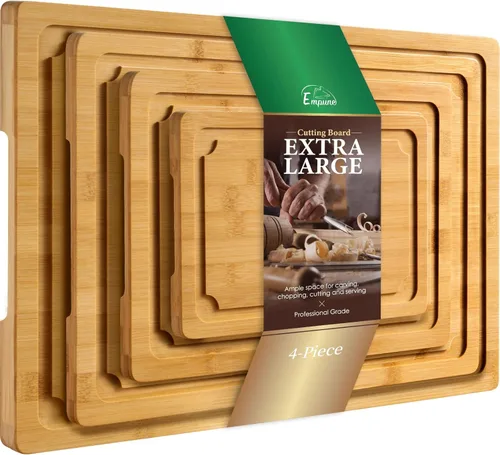 Miniatura 12 de Tabla de Cortar 2XLarge, Tablas de Cortar de Bambú de 20" para Cocina con Ranura para Jugo y Asas, Tabla de Cortar de Cocina para Carne, Tabla