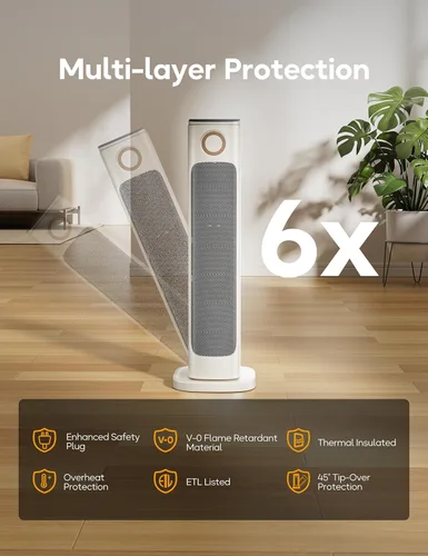 Miniatura 8 de Combo de calentador y ventilador de patio para uso en interiores con 3 niveles de calor, espacio para garaje, patio trasero, interior, calentador