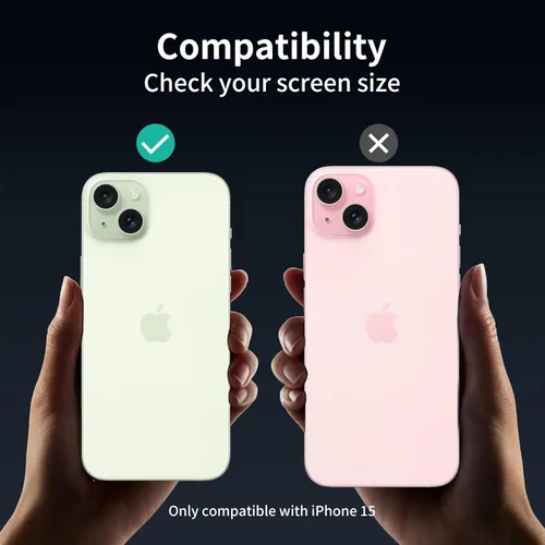 Miniatura 2 de Paquete de 2+2 protectores de pantalla de vidrio mate de privacidad y protector de lente de cámara para iPhone 15, película de vidrio templado mate
