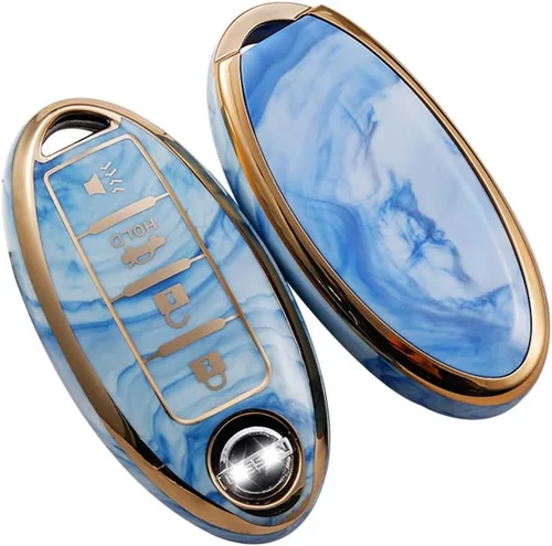 Miniatura 3 de ontto Compatible con Nissan Smart Remote Key Fob Cover Full Protection Marble Pattern Key Case Azul, Azul