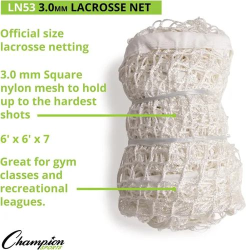 Miniatura 2 de Champion Sports Lacrosse Goal Net - Red de repuesto de nailon blanco de 0.118 in (2 unidades)