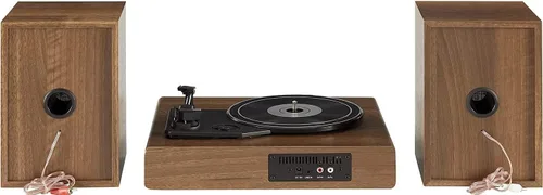 Miniatura 2 de Crosley CR7019A-WA Alto Sistema de estante giratorio de 3 velocidades con Bluetooth, radio FM y altavoces estéreo a juego, nogal