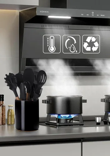 Miniatura 5 de Nucookery Soporte para Utensilios, Soporte para Utensilios de Cocina de Cerámica de 6.4", con Fondo de Corcho de Protección para Encimera, Negro