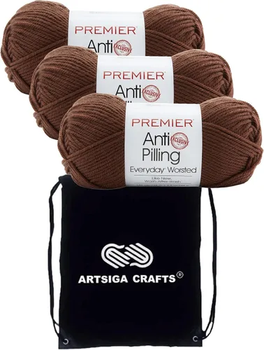 Miniatura 64 de Premier Yarns Everyday Anti-Pilling Soft Peach DN100-55 (6 madejas, el mismo lote de tinte) Hilo acrílico #4 para ganchillo y tejido con bolsa