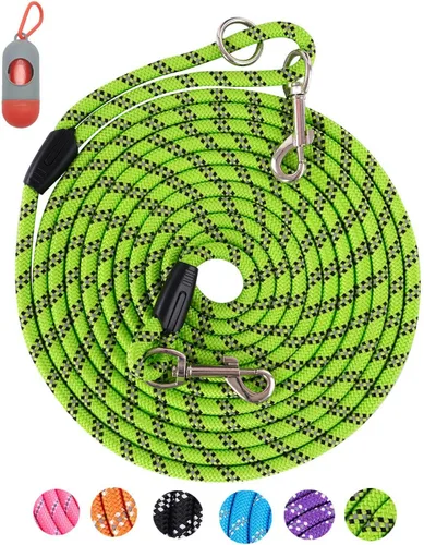 Miniatura 29 de Correa larga para entrenamiento de perros de 10 pies, 16 pies, 30 pies, 50 pies, 100 pies, cuerda de hilos reflectantes, correa resistente para Negro