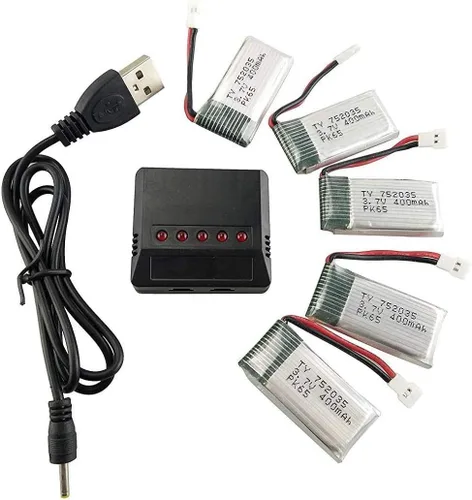 5 unids 3.7 V 400 mAh batería de litio con cargador 5in1 para H99W JJRC H31 H6C H98 Quadcopter piezas de repuesto modelo avión Drone batería AT-96