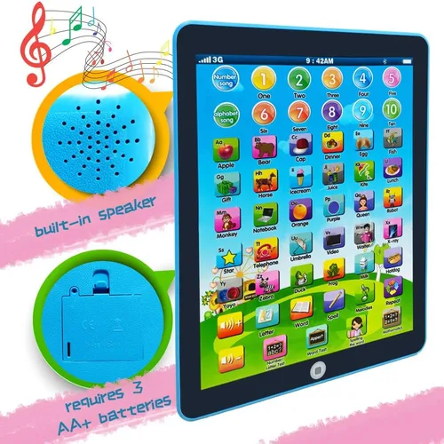 Miniatura 4 de Tableta de aprendizaje para niños/Tableta interactiva para niños pequeños con juguetes de palabras, números, alfabetos, música, inglés, juguete
