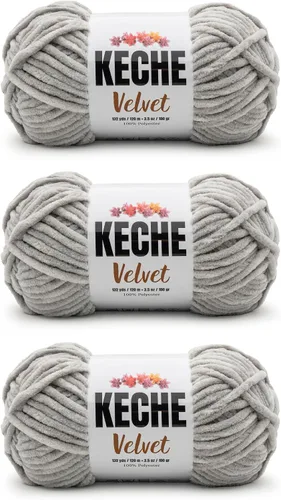 Miniatura 146 de Keche Hilo de terciopelo para ganchillo, manta de felpilla suave, voluminosa, hilo amigurumi, 3.53 oz (132 yardas), color azul bebé